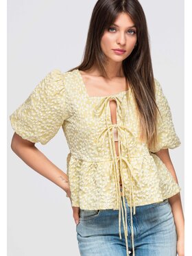 Ombre Ombre Bluzka OW-TS-E0048 Żółty Regular Fit
