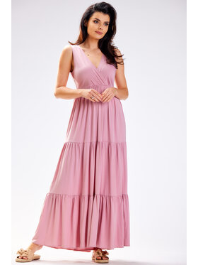 Awama Awama Sukienka letnia A581 Różowy Basic Fit