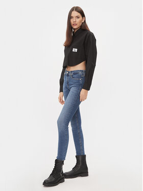 Calvin Klein Jeans Košulja J20J222614 Crna Cropped Fit