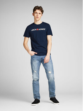 Jack&Jones Majica Corp Logo 12137126 Mornarsko Modra Slim Fit