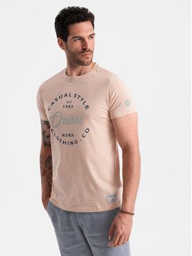 Ombre Ombre T-Shirt OM-TSPT-0144 Różowy Regular Fit