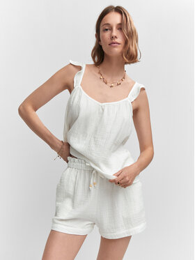 Mango Mango Szorty materiałowe Bambu 57040036 Biały Relaxed Fit