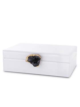 MIAhome MIAhome Szkatułka na biżuterię z MDFu z agatem 8x24,5x18,5 cm biała Biały