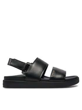 Calvin Klein Calvin Klein Sandále Flat Sandal Calvin Mtl Lth HW0HW01984 Čierna