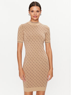 Guess Guess Плетена рокля W3YK39 Z37K0 Бежов Slim Fit