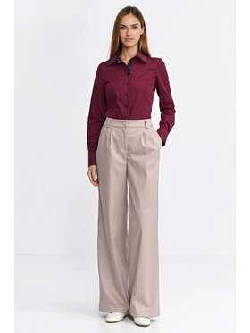 NIFE NIFE Kalhoty z materiálu SD129 Béžová Wide Leg