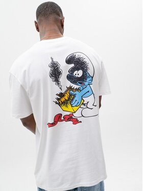 Smerfy Smerfy T-Shirt Koszulka Z Krótkim Rękawem Oversize Męska Biała Smerfy Zgrywus Explosive Suprise L Biały Oversize
