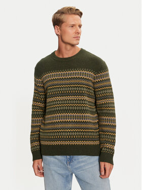 Wrangler Wrangler Svetr Fairisle 112357294 Zelená Relaxed Fit