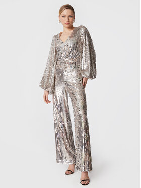 ROTATE ROTATE Kombinezon Sequin RT2254 Srebrna Regular Fit