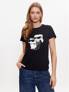KARL LAGERFELD KARL LAGERFELD T-krekls Ikonik 2.0 230W1704 Melns Regular Fit