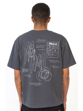 Mercur Mercur T-Shirt Blueprint Szary Relaxed Fit