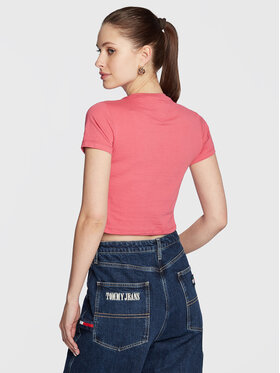 Tommy Jeans T-shirt Essential Logo DW0DW14910 Ružičasta Cropped Fit