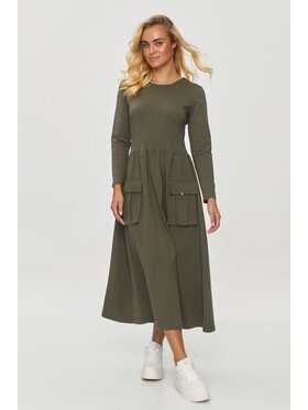 Makadamia Makadamia Sukienka codzienna M843 Khaki Regular Fit