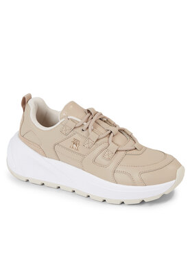 Tommy Hilfiger Tommy Hilfiger Сникърси Th Premium Runner Lthr FW0FW07340 Бежов