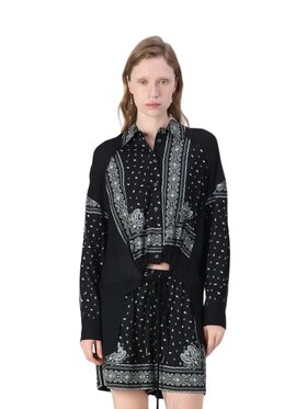PINKO PINKO Koszula Clocks camicia twill stampa Czarny Regular Fit