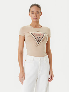 Guess Guess T-Shirt W5YI13 J1314 Beżowy Regular Fit