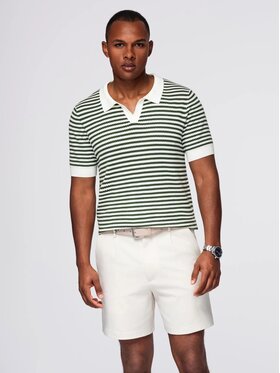 Ombre Ombre Polo OM-POSS-0161 Zielony Slim Fit