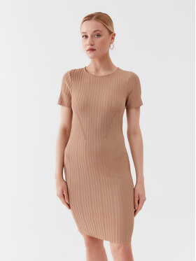 Guess Guess Trikotažinė suknelė W3YK60 Z2U00 Smėlio Slim Fit