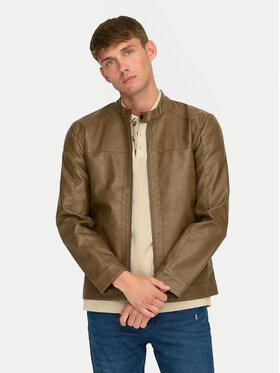 Only & Sons Only & Sons Куртка зі штучної шкіри Mike 22012339 Коричневий Regular Fit