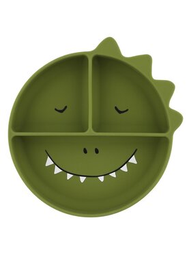 Trixie Baby Trixie Baby Talerz Silikonowy Talerz Trójdzielny z Przyssawką - Dinozaur Zielony