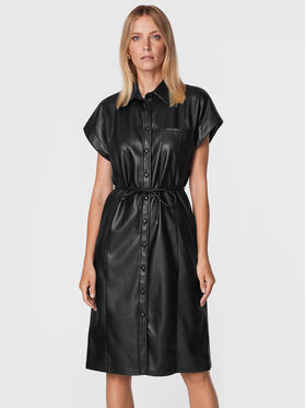 Sisley Sisley Kleid aus Kunstleder 4MTMLV01Q Schwarz Regular Fit