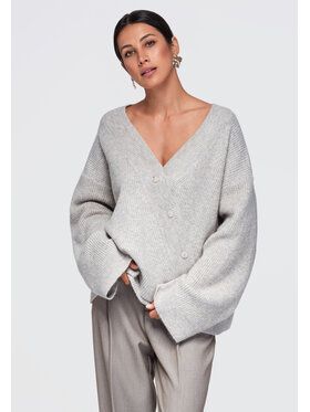 Ombre Ombre Sweter OW-SW-E0013 Szary Relaxed Fit