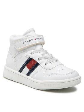 Tommy Hilfiger Tommy Hilfiger Laisvalaikio batai Higt Top Lace-Up/Velcro Sneaker T3A9-32330-1438 S Balta