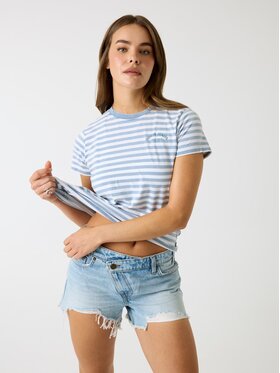 Guess Jeans Guess Jeans T-Shirt 183181 Modrá Classic Fit