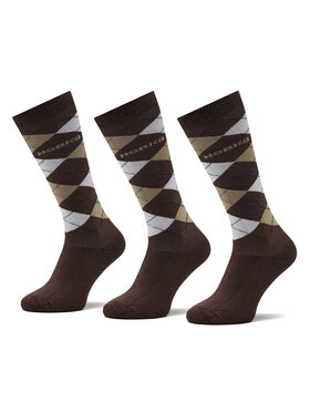 Horka Horka Σετ 3 ζευγάρια ψηλές κάλτσες unisex Riding Socks 145450 Καφέ