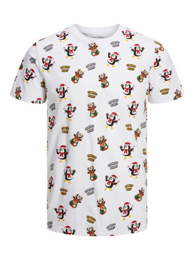 Jack&Jones Jack&Jones T-Shirt Christmas 12221442 Biały Regular Fit