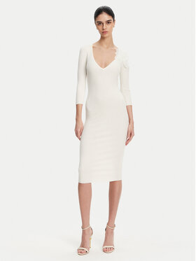 Elisabetta Franchi Elisabetta Franchi Rochie tricotată AM-52B-51E2 Alb Slim Fit