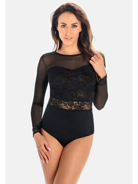 Teyli Teyli Body z siateczki i koronki Melanie Czarny Regular Fit