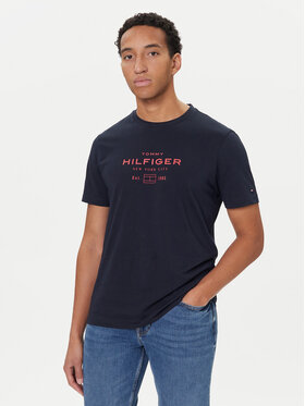 Tommy Hilfiger Tommy Hilfiger Tricou Stack Graphic MW0MW40002 Bleumarin Regular Fit