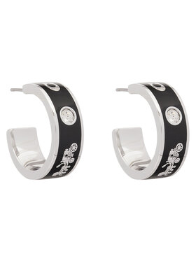 Coach Coach Ohrringe Enamel Horse & Carriage Hoop Earrings 37479036RHO003 Schwarz