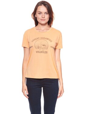 Wrangler Wrangler T-Shirt DRAPE Pomarańczowy Slim Fit