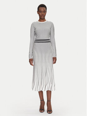 Fracomina Fracomina Kootud kleit FS25SD5002K501N8 Valge Slim Fit