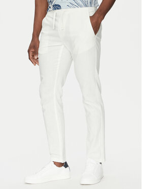 INDICODE INDICODE Bavlnené nohavice Vitamin 60-333 Biela Slim Fit