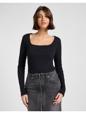 Lee Lee Sweter LS SQUARE NECK Czarny Slim Fit