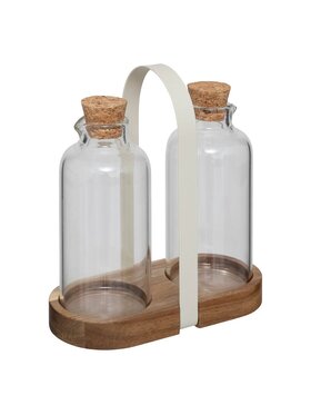 MIAhome MIAhome Zestaw 2 butelek na oliwę i ocet na stojaku 300 ml Vitti Brązowy