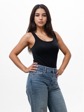 Urban City Urban City Top Klasyczny 126120 Czarny Regular Fit