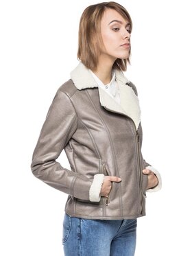Tom Tailor Tom Tailor Kurtka damska SHEARLING JACKET Beżowy Slim Fit