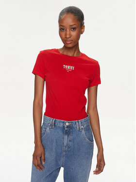 Tommy Jeans Tommy Jeans T-Shirt Essential DW0DW17839 Czerwony Slim Fit