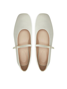 Calvin Klein Balerinke Mary Jane Ballerina - Lth HW0HW02307 Écru