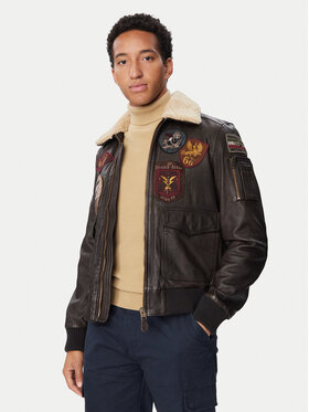 Aeronautica Militare Aeronautica Militare Lederjacke 262PN0968U100839 Dunkelbeige Regular Fit