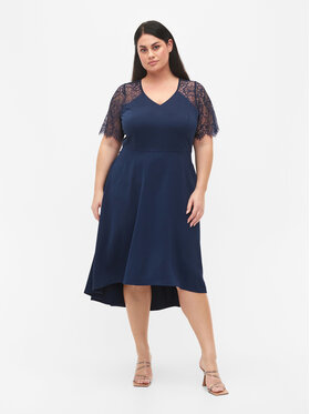 Zizzi Zizzi Koktejlové šaty M58841A Modrá Regular Fit