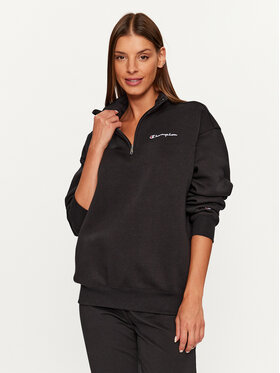 Champion Champion Majica dugih rukava Half Zip Sweatshirt 116590 Crna Oversize