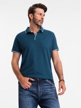 Ombre Ombre Polokošile OM-POSS-0110 Tmavomodrá Regular Fit