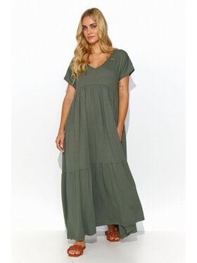 Makadamia Makadamia Sukienka codzienna M828 Khaki Loose Fit