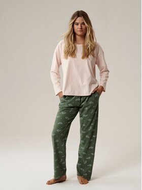 Atlantic Atlantic Piżama Feathers Zielony Regular Fit