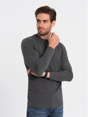 Ombre Ombre Longsleeve OM-LSBL-0106 Szary Regular Fit